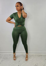 2pc Chill Pant Set- Olive Green