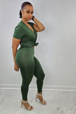 2pc Chill Pant Set- Olive Green